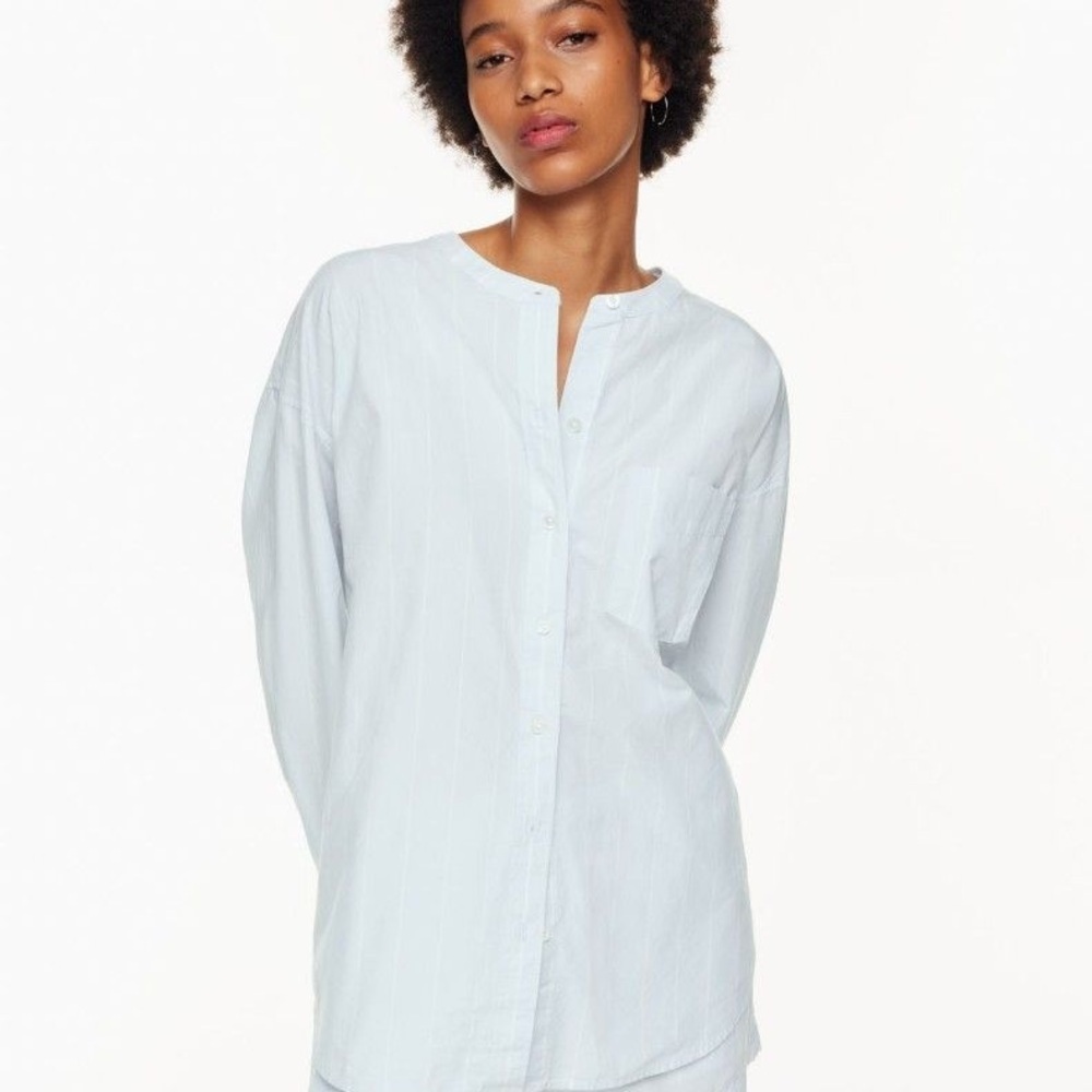 Wilfred Free Light Blue Striped organic cotton oversized Shirt size XS